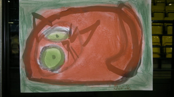 "Rote Katze mit grünen Augen"